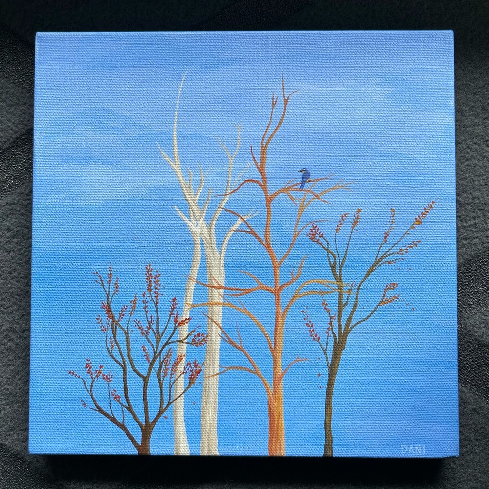 Painting of Tree Tops in Acrylic one of a kind